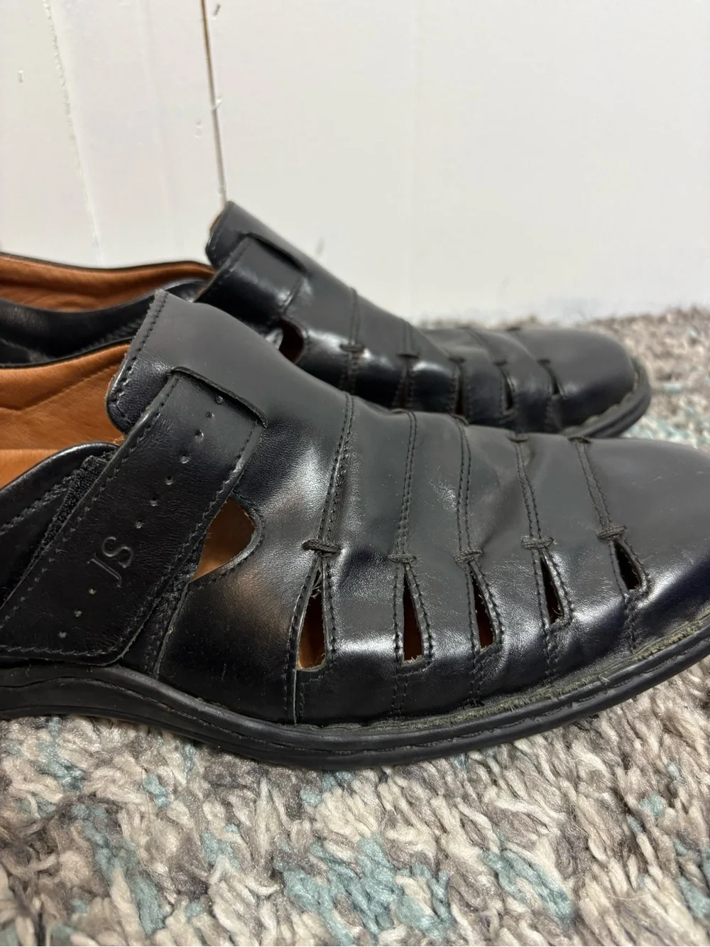 Josef Seibel Shoes Mens 45 12 Fisherman Black Leather Sandals Comfort Closed Toe